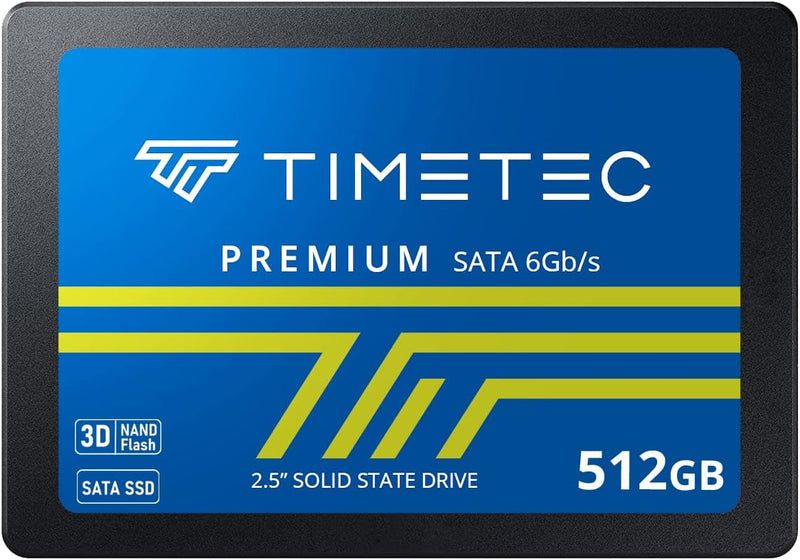 Timetec 512 GB SSD 3D NAND QLC SATA III 6 Gb/s 2,5 Zoll 7 mm(0,28 Zoll) Lesegeschwindigkeit Bis zu 5