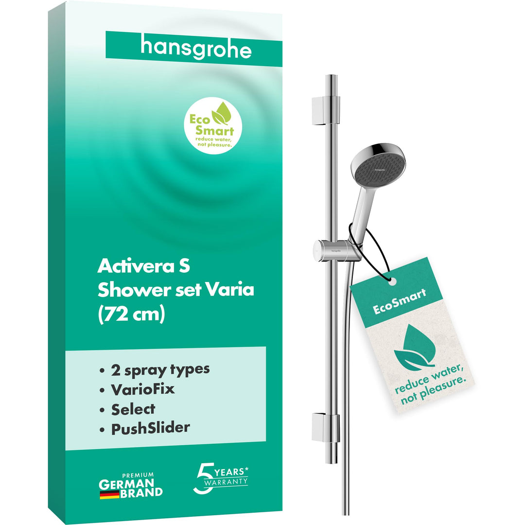 hansgrohe Activera Select S - Duschset mit Duschkopf wassersparend (EcoSmart, 2 Strahlarten), Duschs