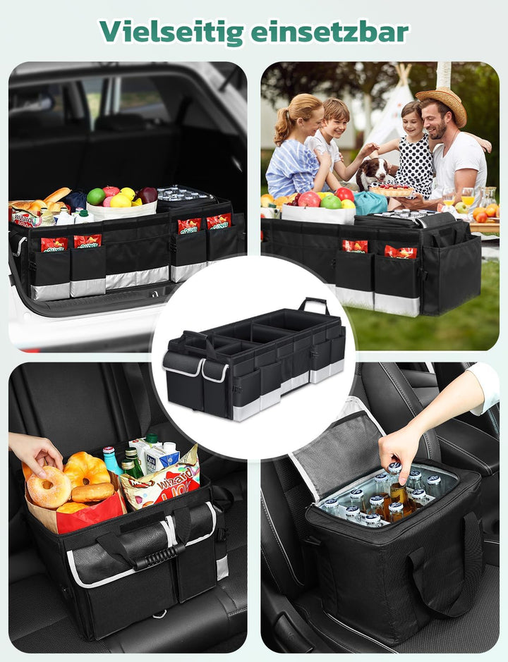 Oasser Kofferraum Organizer faltbar 95L mit integrierter 20L Kühltasche und Deckel Auto Organizer 50