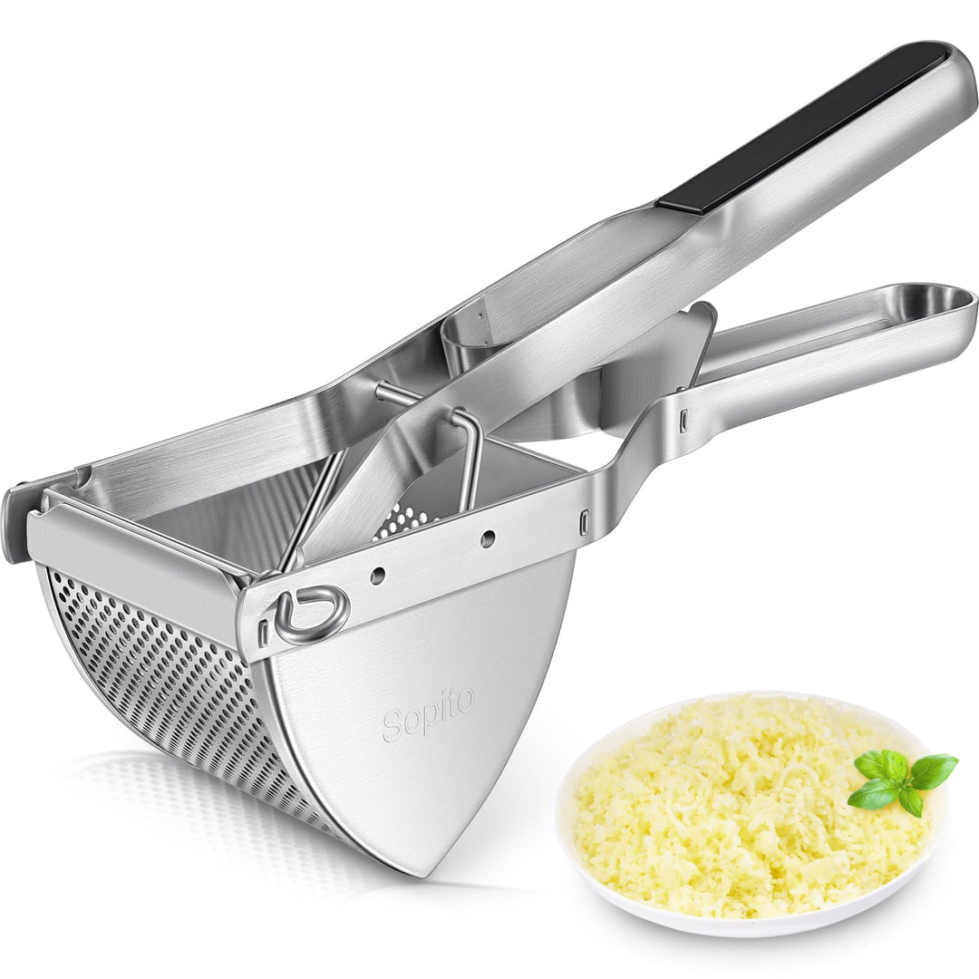 Kartoffelpresse, Sopito Kartoffelpresse Edelstahl mit Silikongriff, Obst-Gemüse-Püree-kartoffelstamp