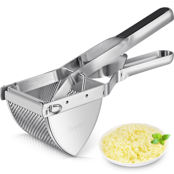 Kartoffelpresse, Sopito Kartoffelpresse Edelstahl mit Silikongriff, Obst-Gemüse-Püree-kartoffelstamp