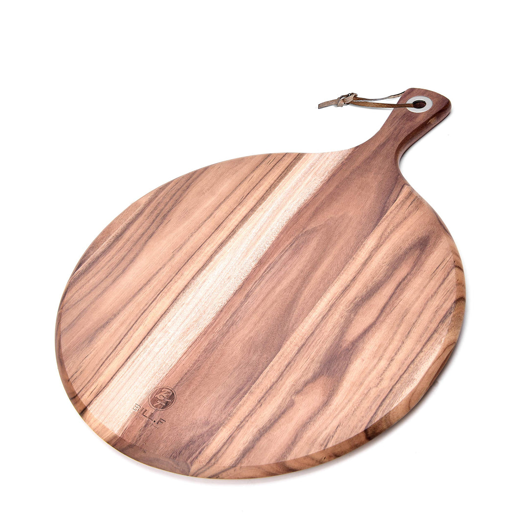 BILL.F Pizzateller und Pizzabrett aus Akazienholz - 30,5 cm Gross - Runde Servierplatte zum Serviere