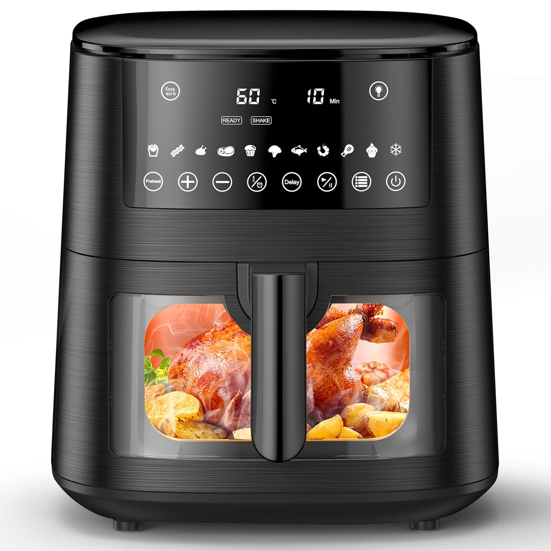 7,2L Heissluftfritteuse Airfryer mit Sichtfenster, 11-in-1 Air Fryer XXL mit Warm halten, Vorheizfun
