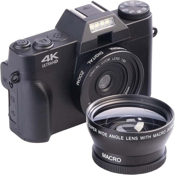 Somikon Digitalcamera: 4K-UHD-Digitalkamera mit 3"-Flip-HD-Display, Makrolinse und WLAN (Digitalkame