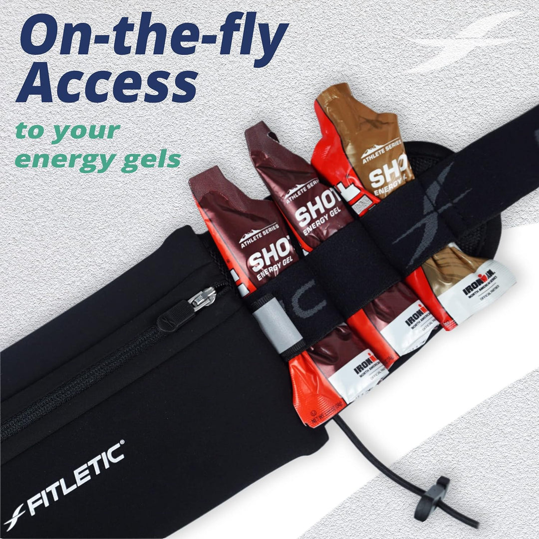 Fitletic Laufgürtel, Neopren, passend für iPhone 5, 4S, 4, 3GS und weitere Smartphones, Schwarz Schw