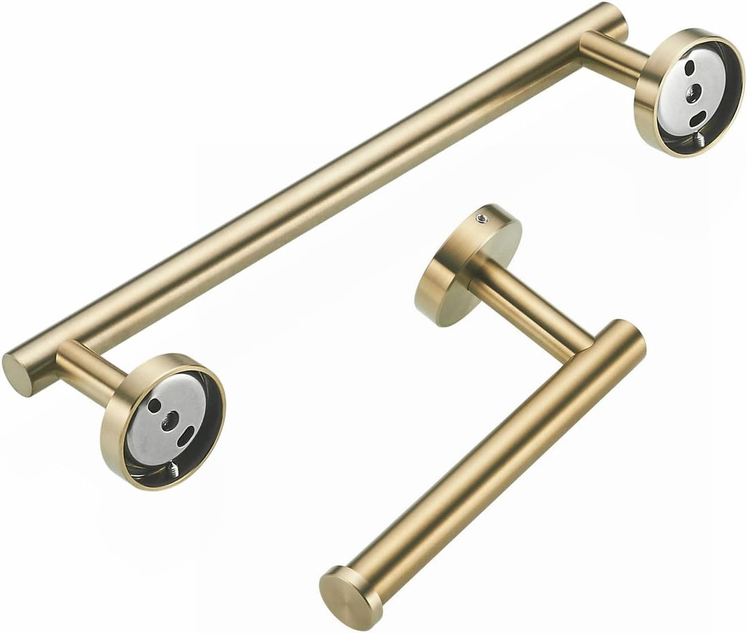 Gold Gebürstet Handtuchhalter,Klopapierhalter,2 Stück Badezimmer,Wand Badezimmer Zubehör,Edelstahl S