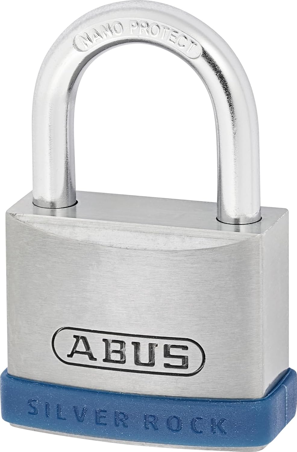 ABUS Vorhängeschloss Silver Rock 5/40 aus massivem Zink - 2er Set - mit Silikon Schutzrahmen - Kelle