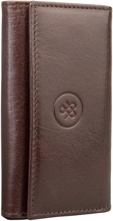 Maxwell Scott Personalisiert Hochwertiges Leder Schlüsseletui LAPO in Dunkelbraun Dark Chocolate Bro
