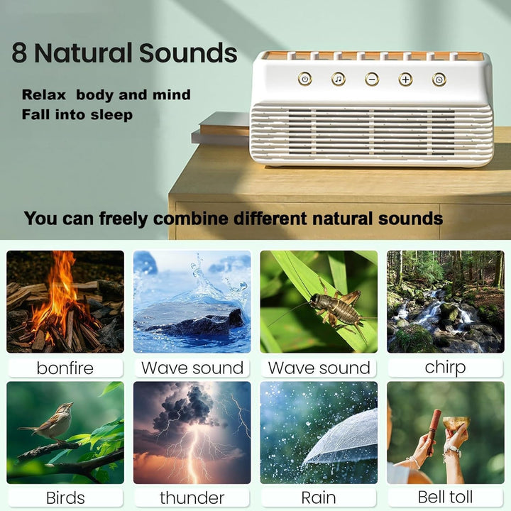 White Noise Machine, Tragbares Weisses Rauschen Schlaf Sound Gerät mit 8 Natürlichen Klängen, Tragba
