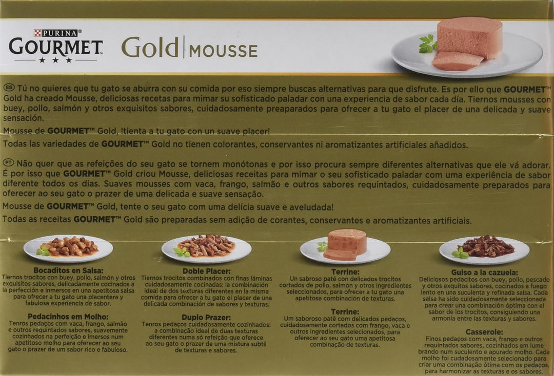 Purina Gourmet Gold Mousse Nassfutter für Katzen, 8 x (12 x 85g)