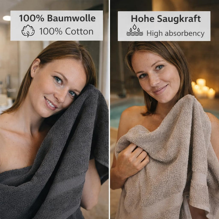 Betz Palermo Handtuch-Set – 6er Handtücher-Set - 2X Liegetücher - 4X Handtücher - 50x100 cm - anthra