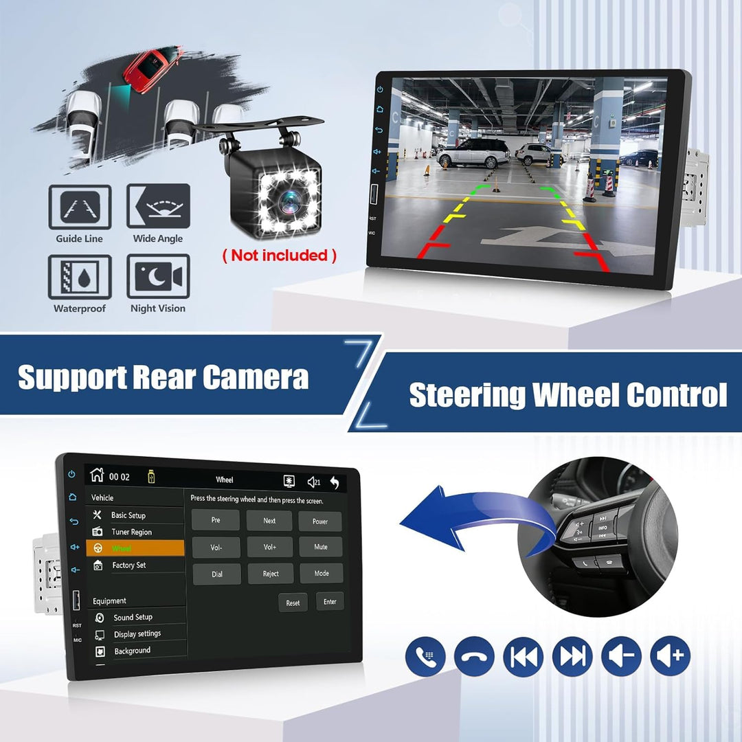 CAMECHO 1 DIN Radio mit Carplay Wireless Android Auto, Autoradio mit 9 Zoll Bildschirm,Bluetooth Fre