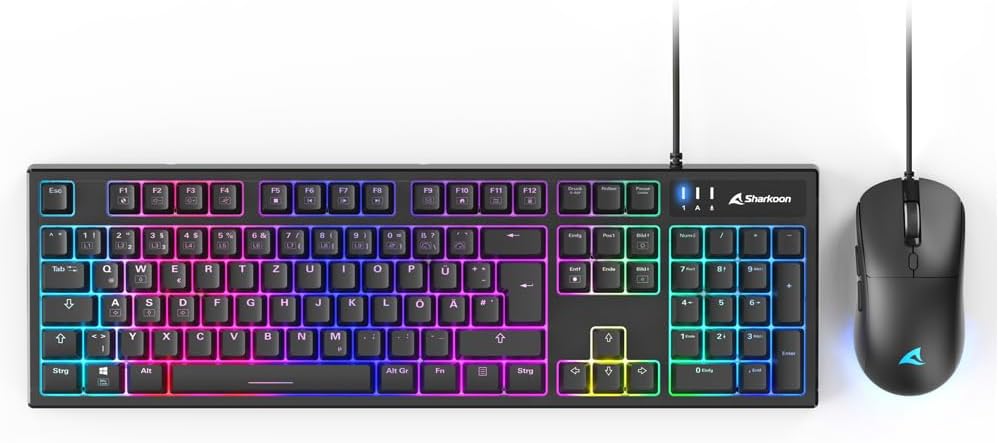 Sharkoon Skiller SGB15 Combo, RGB Gaming Keyboard & Gaming Maus