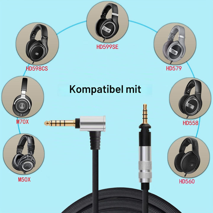 FAAEAL Balancekabel für Sennheiser HD599 HD598 HD558 HD518 HD579 HD569 Kopfhörer ATH-M40x ATH-M50x A