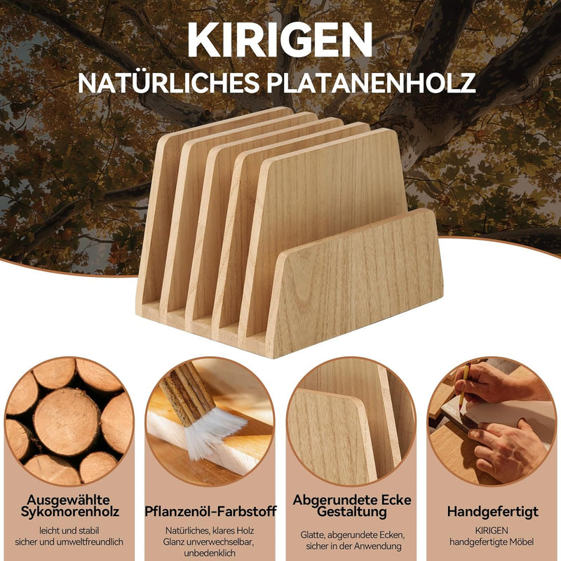 KIRIGEN hölzernen Schreibtisch Mail Organizer 5 Slots File Paper Holder Desktop Holz Dokument Letter