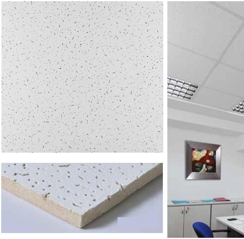 Deckenplatten 60 x 60 x 1,2 cm – 14 Stück – aus Mineralfaser – 5,04 m² Set – absorbierend – Rissopti