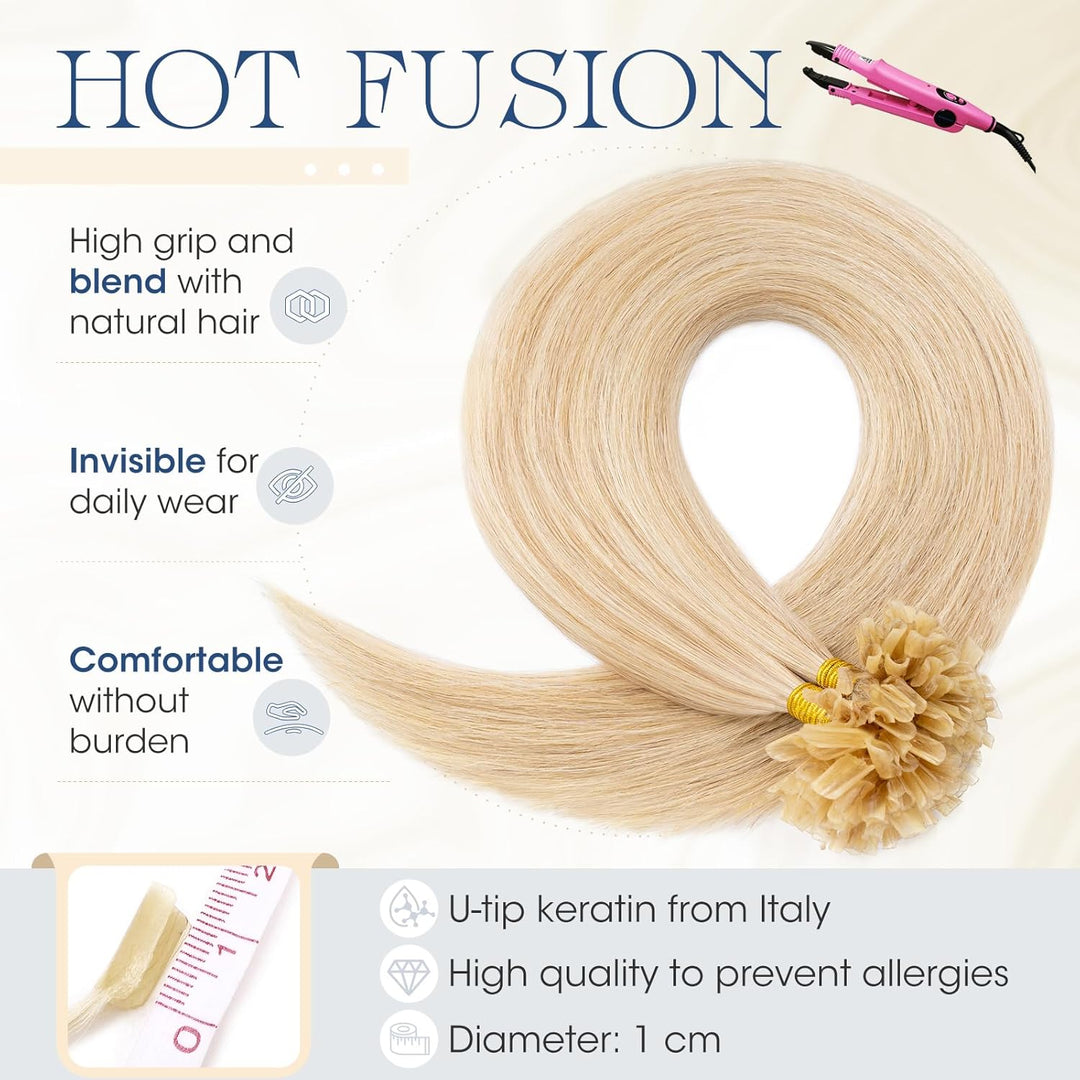 Elailite 40cm Bonding Extensions Echthaar Balayage 0.5g/s U Tip Haarverlängerung Keratin 100 Strähne