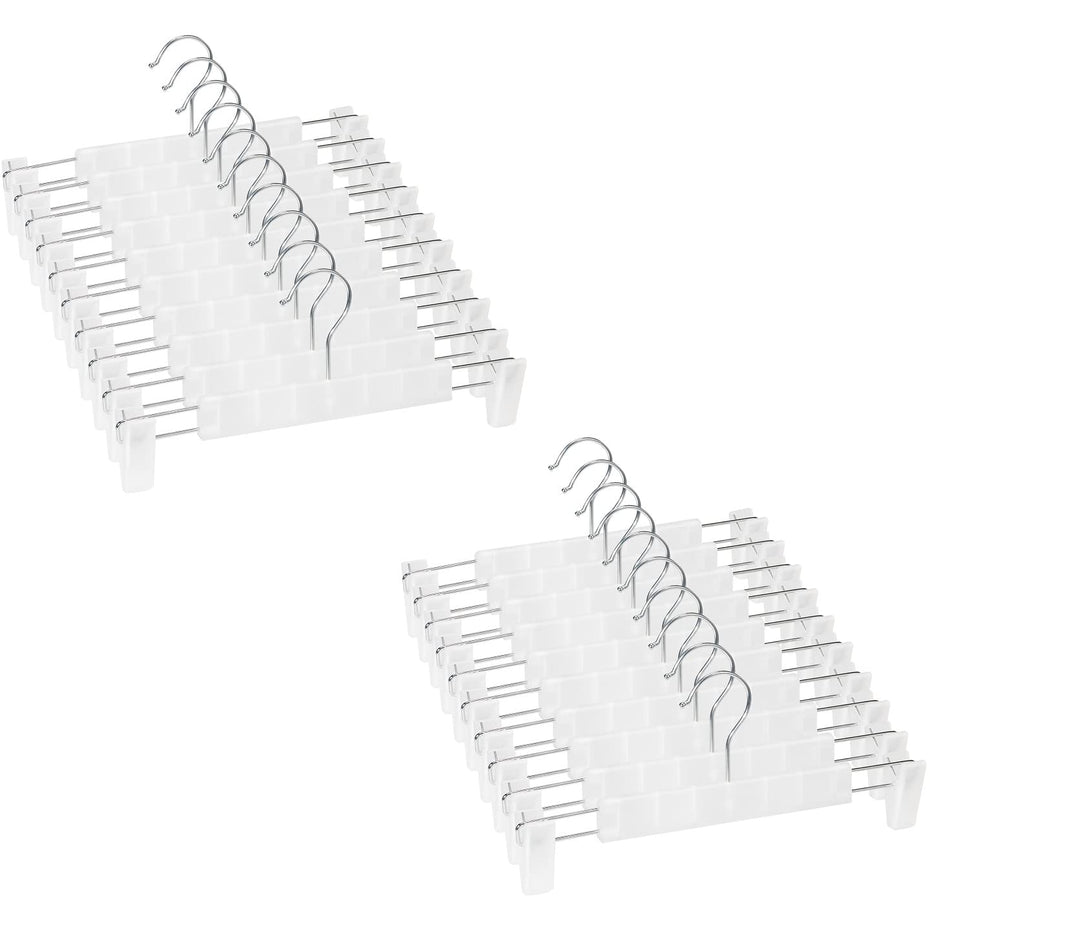20 Stück Kleiderbügel mit starken Antirutsch verstellbaren Clips Haken, Platzsparende Hosenbügel für