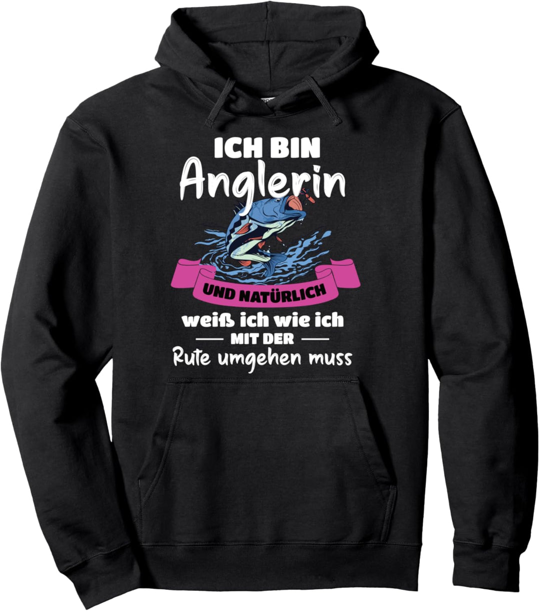 Angel Mädchen Anglerin Fischerin Pullover Hoodie