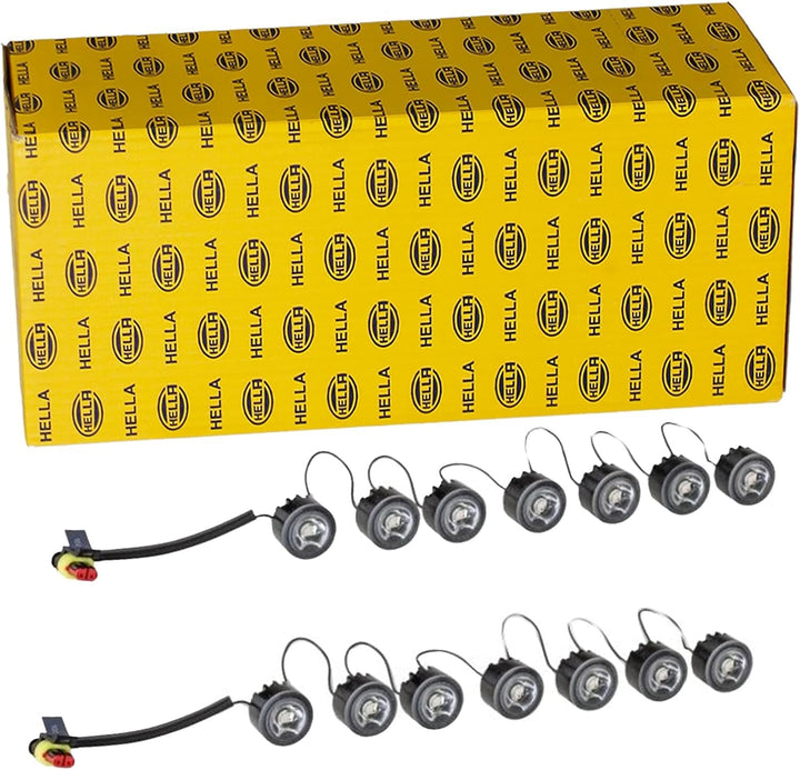 HELLA - LED-Tagfahrleuchtensatz - LEDayFlex - 24/12V - rund - Einbau - Lichtscheibenfarbe: glasklar