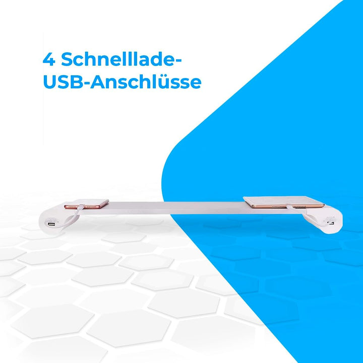 NK Tragbarer Monitorständer - Anti-Rutsch Aluminium, Computer-Riser, 4 USB-Ladeanschlüsse, 22W, bis