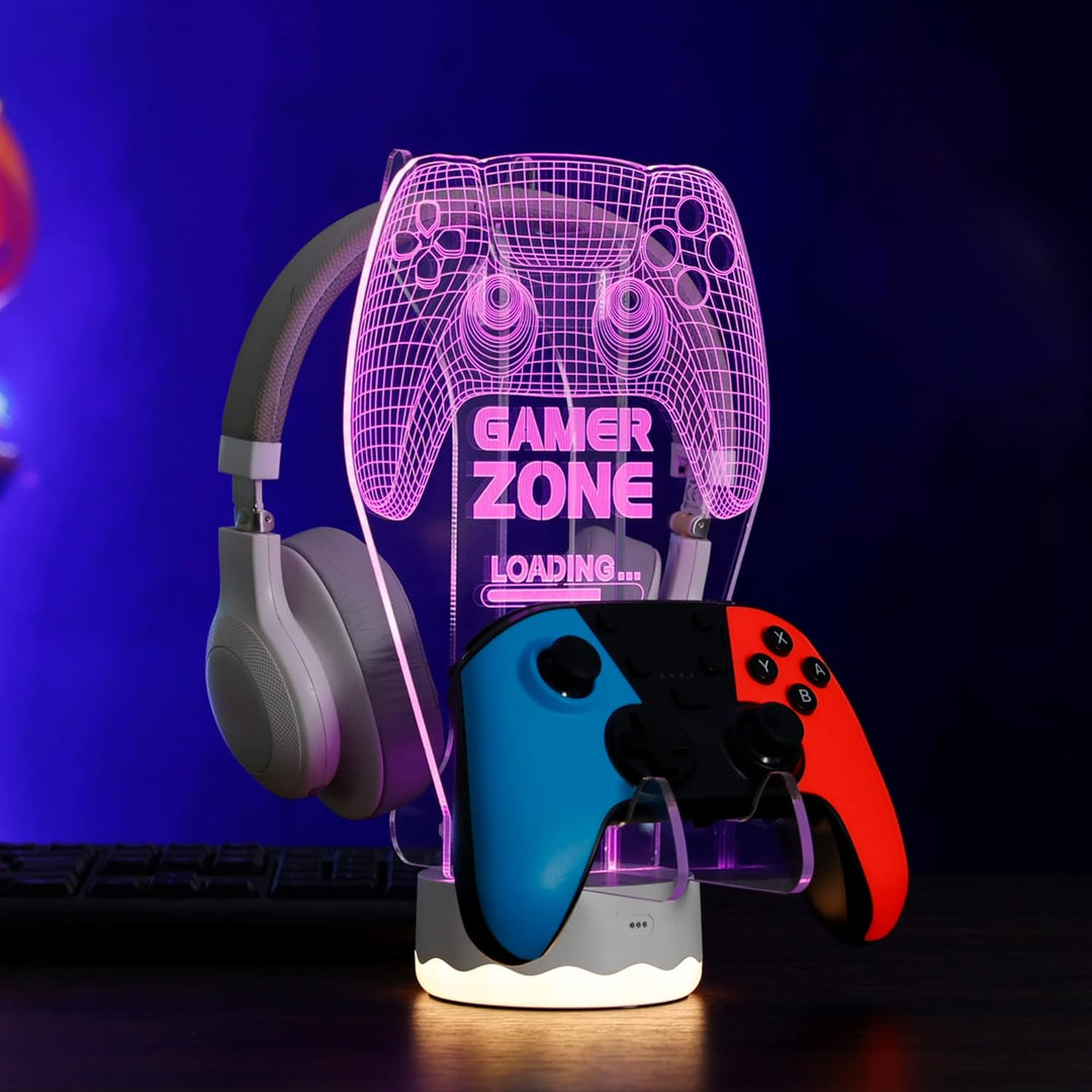 Leuchtender Kopfhörer- und Controller-Halter, 3D-LED-Leuchten, Kopfhörer-Gamepad-Ständer, Gamecontro