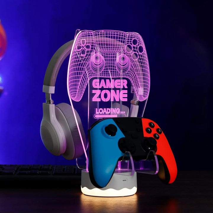 Leuchtender Kopfhörer- und Controller-Halter, 3D-LED-Leuchten, Kopfhörer-Gamepad-Ständer, Gamecontro
