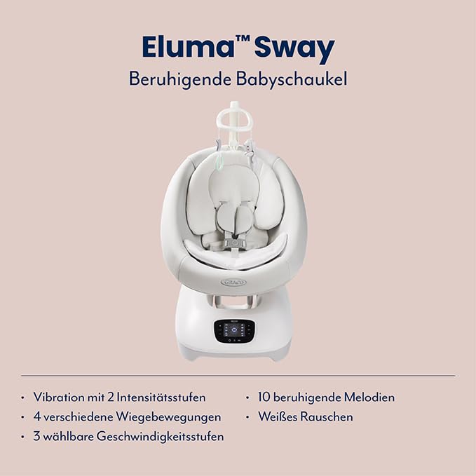 Graco Eluma™ Sway elektrische Babyschaukel mit Cry-Detection Technologie, erkennt Babyweinen und rea