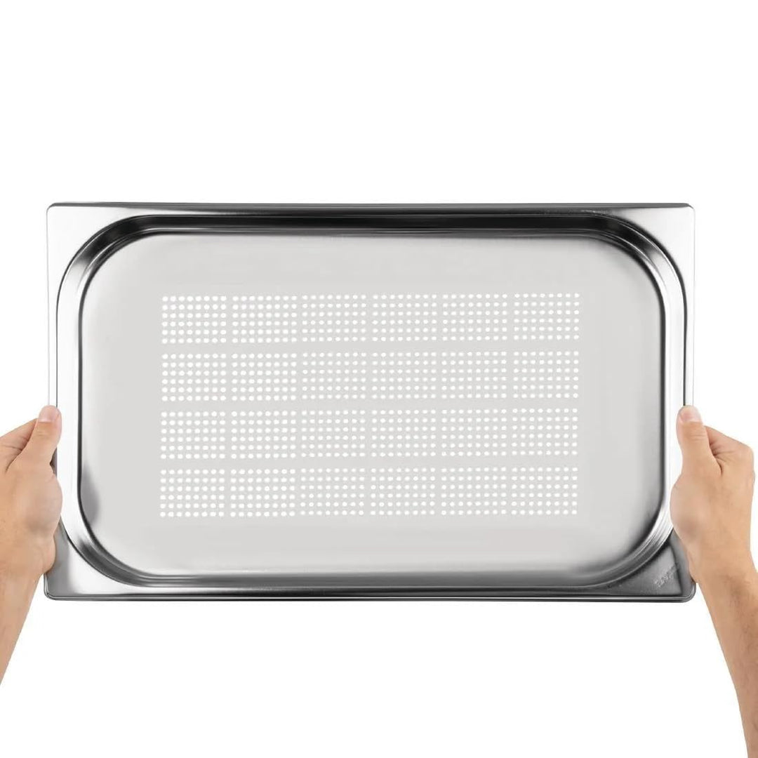 Vogue 12923 Gastronomiebehälter aus Edelstahl, Gastronorm 1/1, 20 mm tief, perforiert, silber