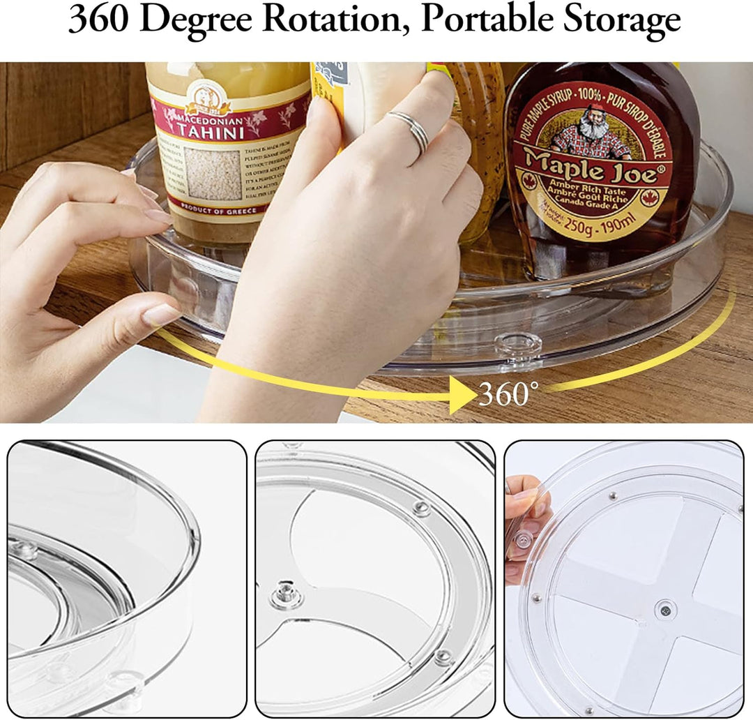 3er-Pack Drehbar Gewürzregal,Schrank Organizer für Kühlschrank,360°Drehbares Gewürzregal,Drehteller