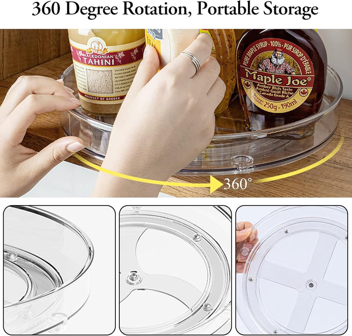 3er-Pack Drehbar Gewürzregal,Schrank Organizer für Kühlschrank,360°Drehbares Gewürzregal,Drehteller