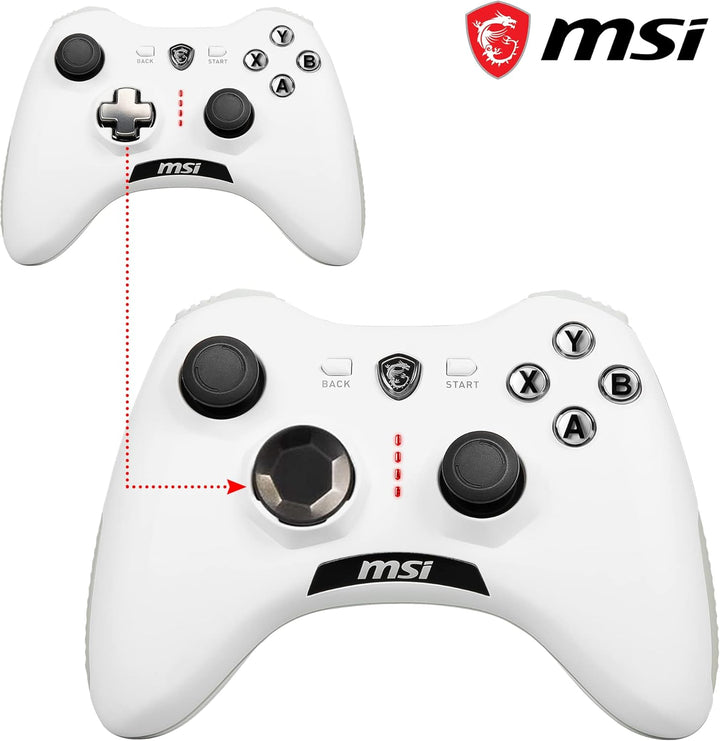 MSI FORCE GC20 V2 WHITE Kabelgebundener PC Gamepad Controller - austauschbare D-Pad Abdeckungen, zwe