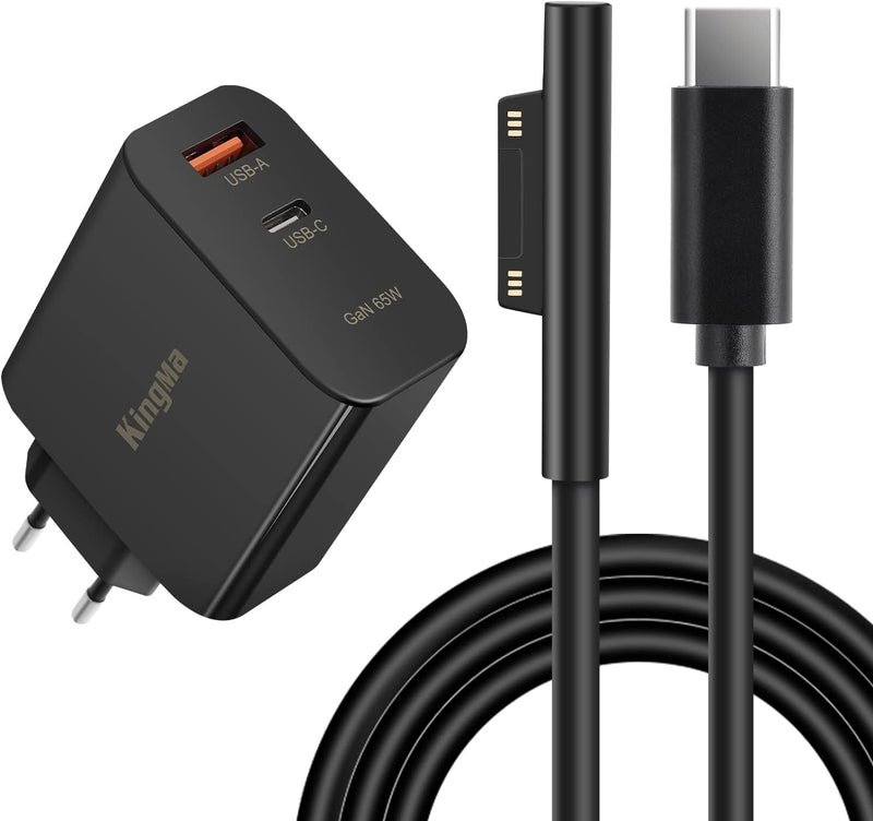 USB C Laptop Ladegerät, 65W PD GaN Laptop Netzteil 2-Port Mini Travel Portable Wandladegerät für Sur