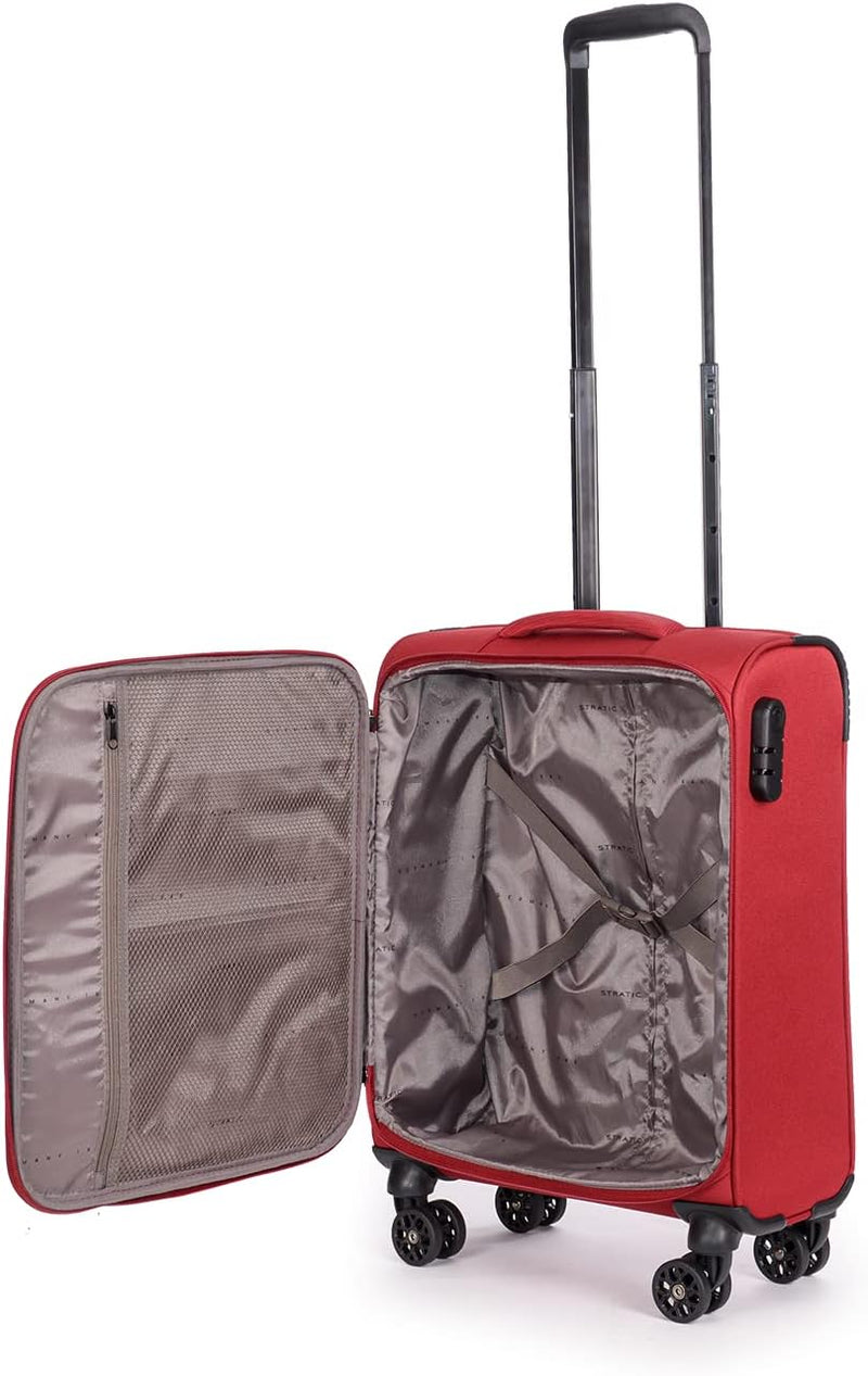 Stratic Strong Koffer Weichschale Reisekoffer Trolley Rollkoffer Handgepäck, 4 Rollen, Grösse S, Rot