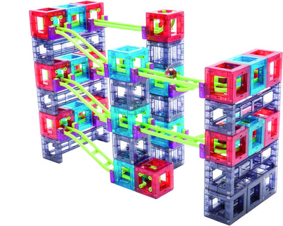 Qvolution Kugelbahn – Advanced set 72 / Kugelbahn aus Kunststoff mit starken Magneten