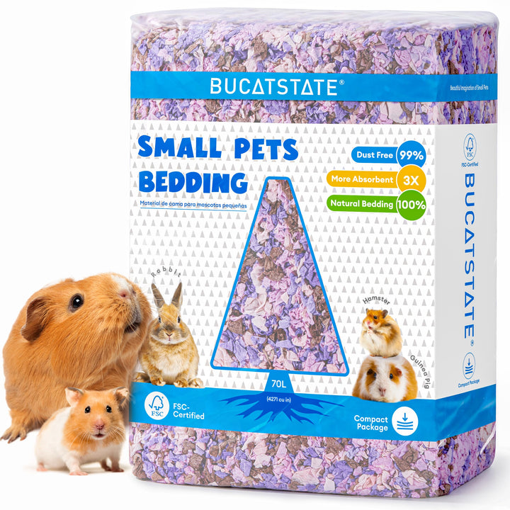 BUCATSTATE Hamsterstreu 70L, wirklich zu 99,9% staubfreie Papier-Einstreu für Nager mit Geruchskontr