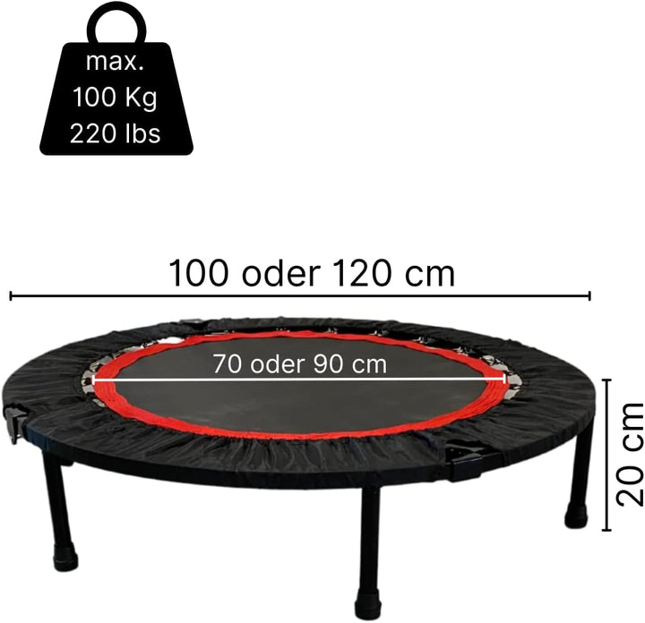 ATC Handels GmbH Trampolin Fitness mit und ohne Railing in 100 oder 120 cm - Fitness für zuhause, ef