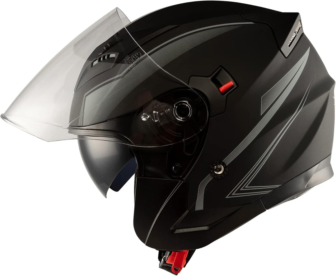Motorradhelm Doppeltvisier City Jet Zertifikat ECE 22-06 Scooter 61-62 cm (XL) Matt Silber