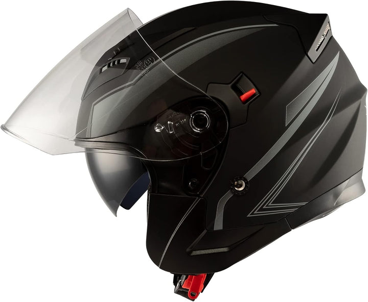 Motorradhelm Doppeltvisier City Jet Zertifikat ECE 22-06 Scooter 61-62 cm (XL) Matt Silber