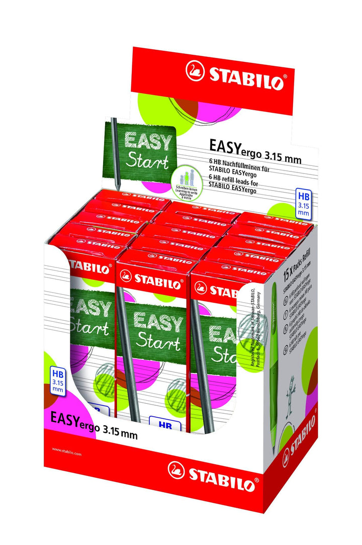 Minen zum Nachfüllen - STABILO EASYergo 3.15 Nachfüllminen - 15x 6er Pack im Display - Härtegrad HB