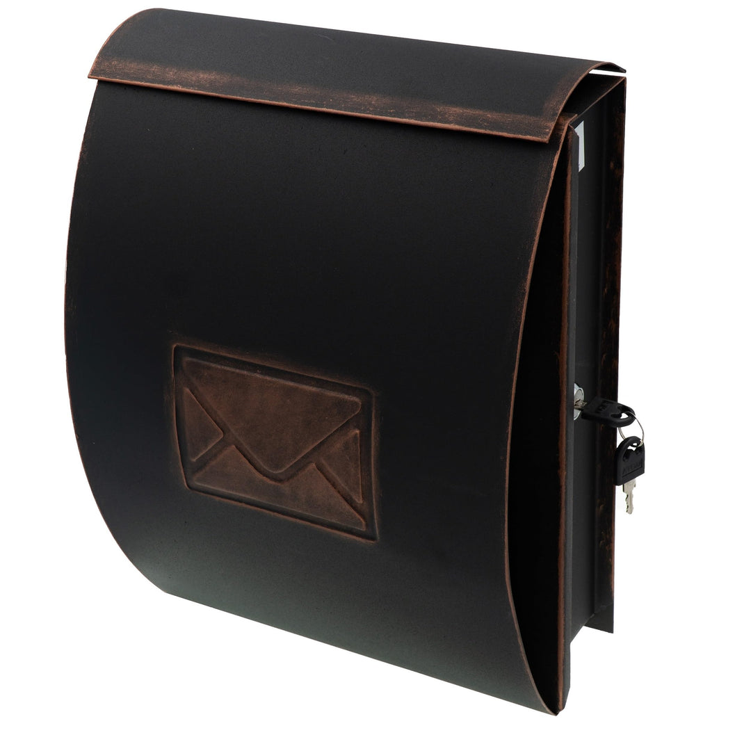 HRB Briefkasten nostalgisch, Postkasten wasserfest Zeitungsfach (Schwarz-Bronze Hochformat), Schwarz