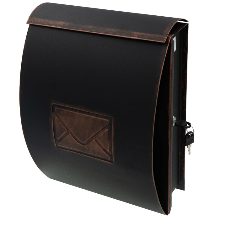 HRB Briefkasten nostalgisch, Postkasten wasserfest Zeitungsfach (Schwarz-Bronze Hochformat), Schwarz