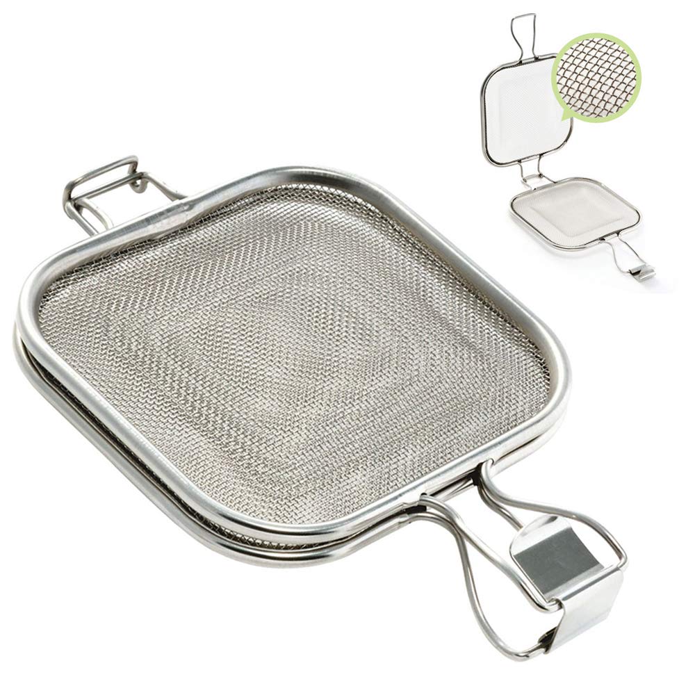 TAMUME Edelstahl-Sandwich-Grillkorb mit Klemme, Geeignetes Grill-Backteil für Backofen und Toaster m