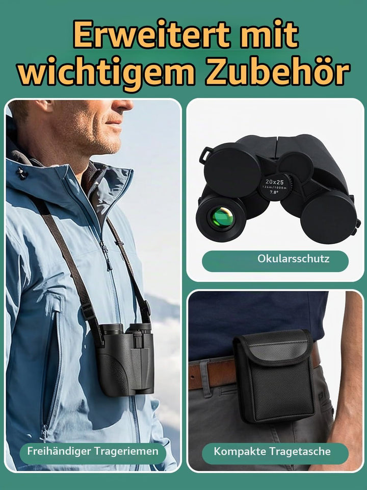 20x25 Kompaktes Fernglas für Erwachsene &amp; Kinder, Fernglas Erwachsene mit hoher Vergrösserung bei sc