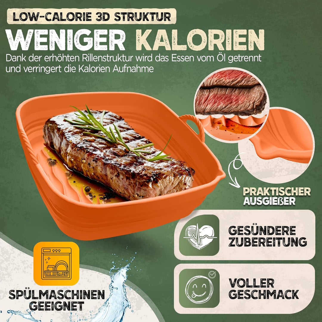 Silikonform-Set faltbar & extra dick für Heissluftfritteusen ab 3,7L-8L mit Zubehör | Airfryer Silik