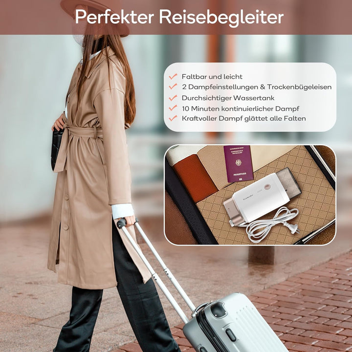 Newbealer Steamer Dampfglätter, 1200W Dampfbügeleisen Reise für Kleidung, 2 Dampfstufen Reisebügelei