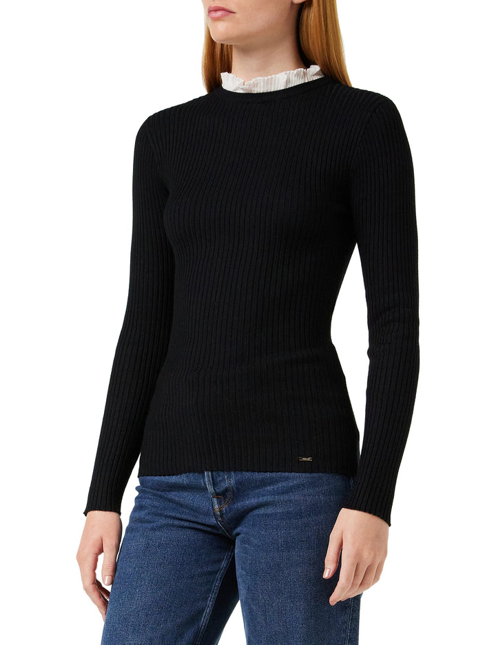 Morgan Langarmpullover mit gerafftem Kragen XS Schwarz (Noir Noir), XS Schwarz (Noir Noir)