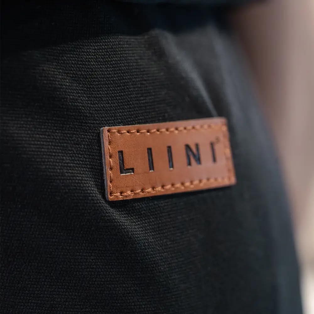 LIINI® Babytrage aus Baumwolle (Schwarz) – ab Geburt (3,5 kg) bis 15 kg, verstellbare Träger, Kopfst
