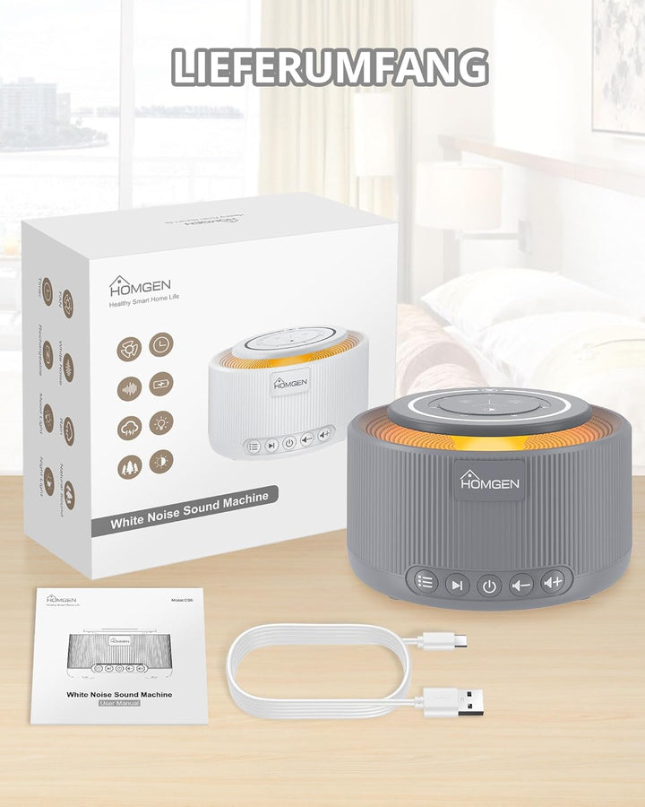 HOMGEN White Noise Machine Weisses Rauschen Maschine Einschlafhilfe Baby Erwachsene 30 Klänge & 30 S