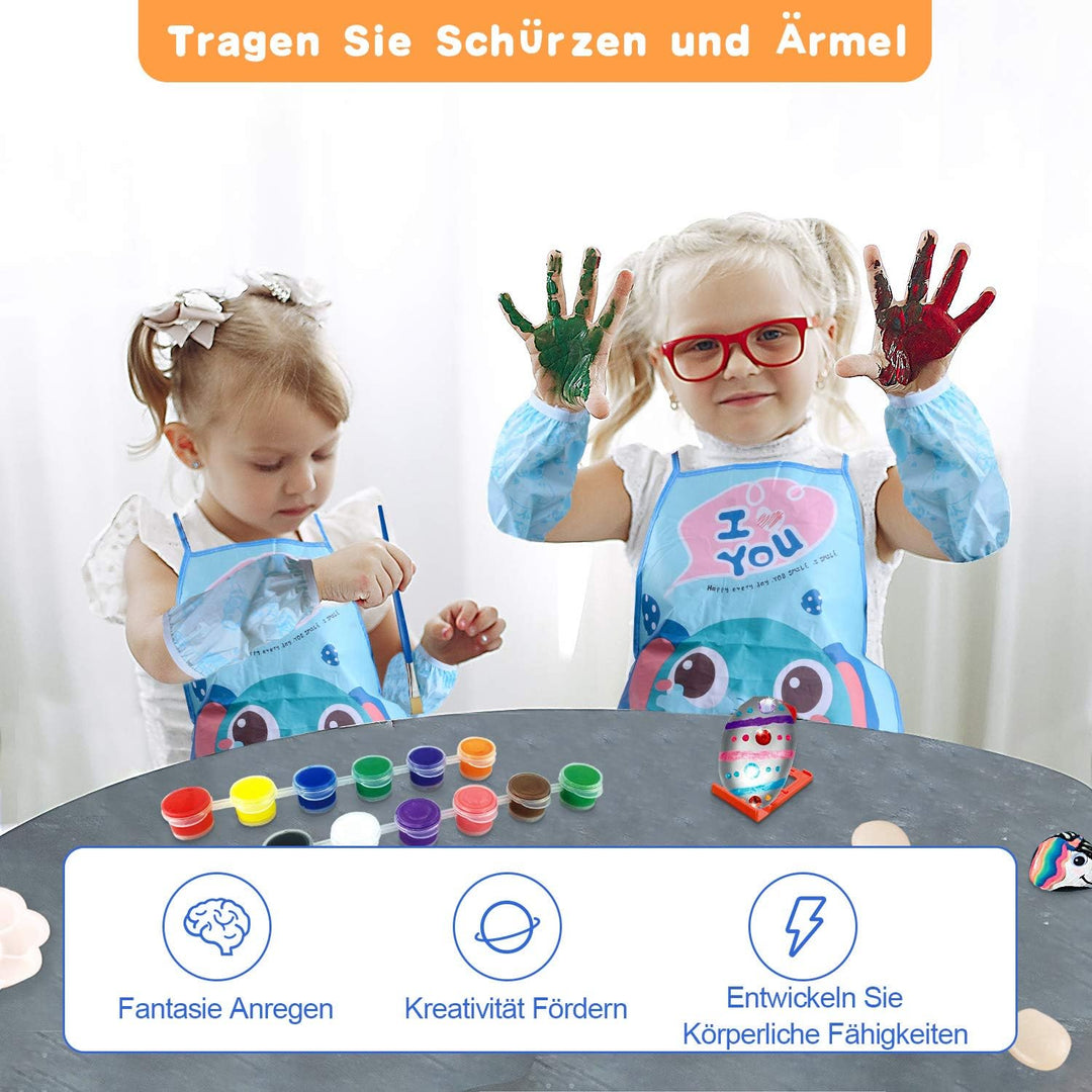 Lekebaby Steine Bemalen Set, Bastelset Für Kinder, Kreatives Malset Geschenk Spielzeug für Mädchen J